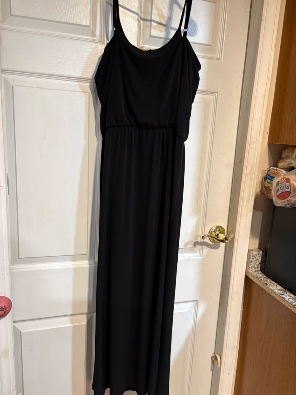 Black Maxi Slip Dress with Spaghetti Straps
